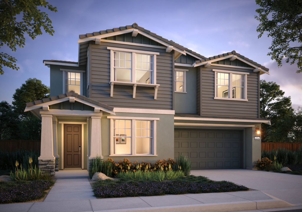 Exterior rendering of Residence 1A at Shimmer by Tri Pointe Homes at One Lake