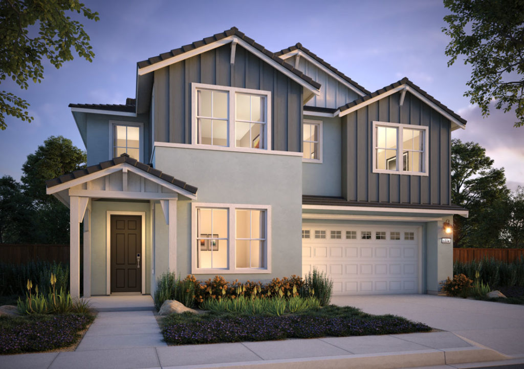 Exterior rendering of Residence 1B at Shimmer by Tri Pointe Homes at One Lake