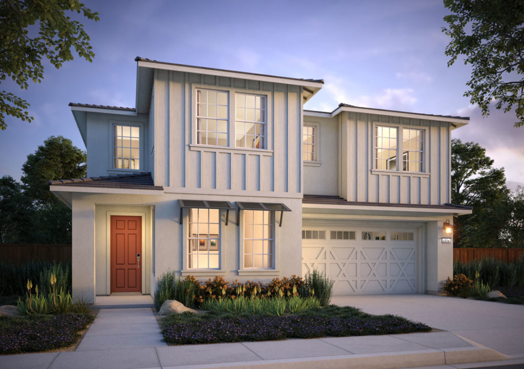 Exterior rendering of Residence 1C at Shimmer by Tri Pointe Homes at One Lake