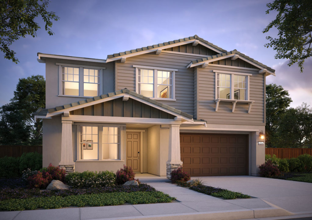 Exterior rendering of Residence 2A at Shimmer by Tri Pointe Homes at One Lake