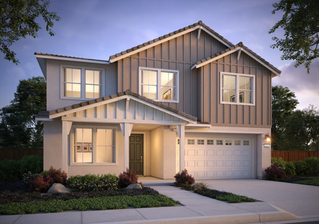 Exterior rendering of Residence 2B at Shimmer by Tri Pointe Homes at One Lake