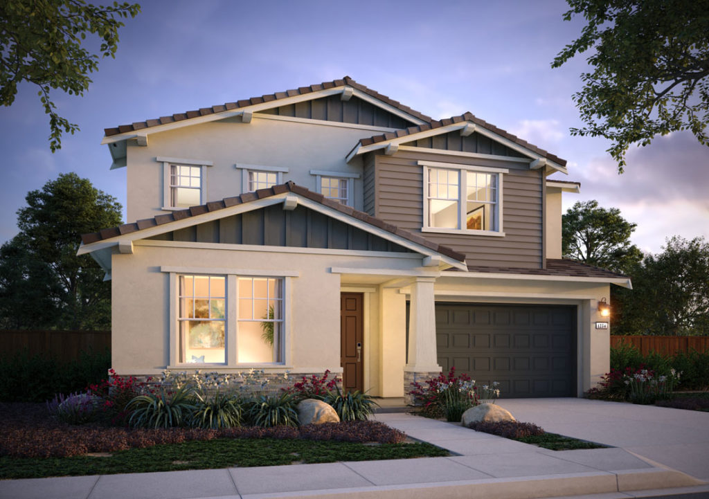 Exterior rendering of Residence 3A at Shimmer by Tri Pointe Homes at One Lake