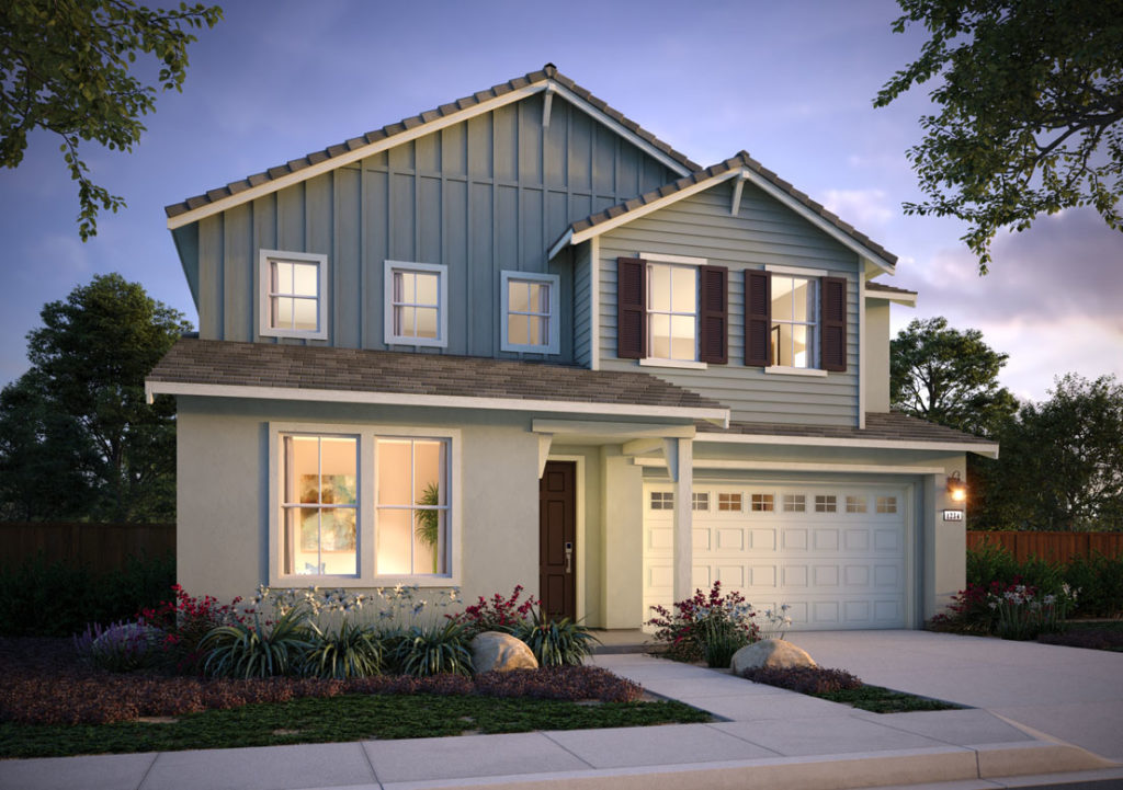 Exterior rendering of Residence 3B at Shimmer by Tri Pointe Homes at One Lake