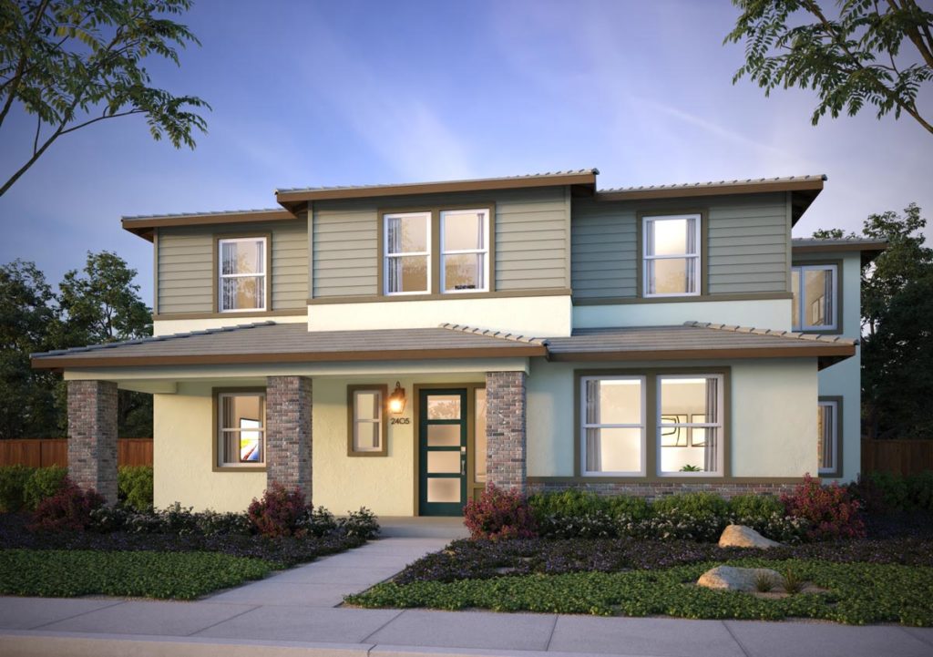 Exterior rendering of Splash Residence Two elevation E by Tri Pointe Homes at One Lake