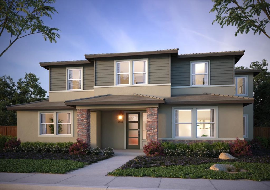Exterior rendering of Splash Residence TwoX elevation E by Tri Pointe Homes at One Lake