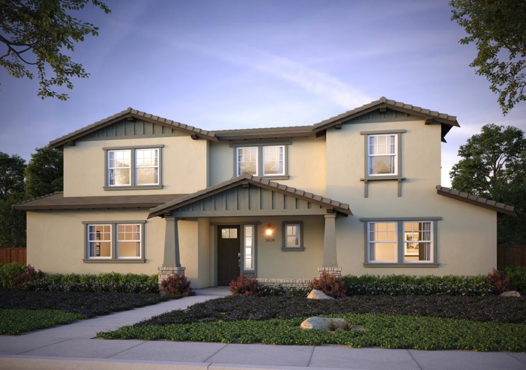 Exterior rendering of Splash Residence Three elevation B by Tri Pointe Homes at One Lake