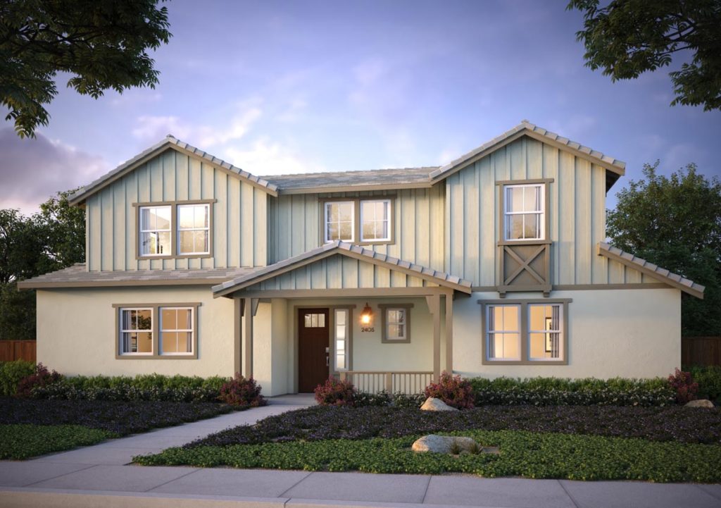 Exterior rendering of Splash Residence Three elevation G by Tri Pointe Homes at One Lake