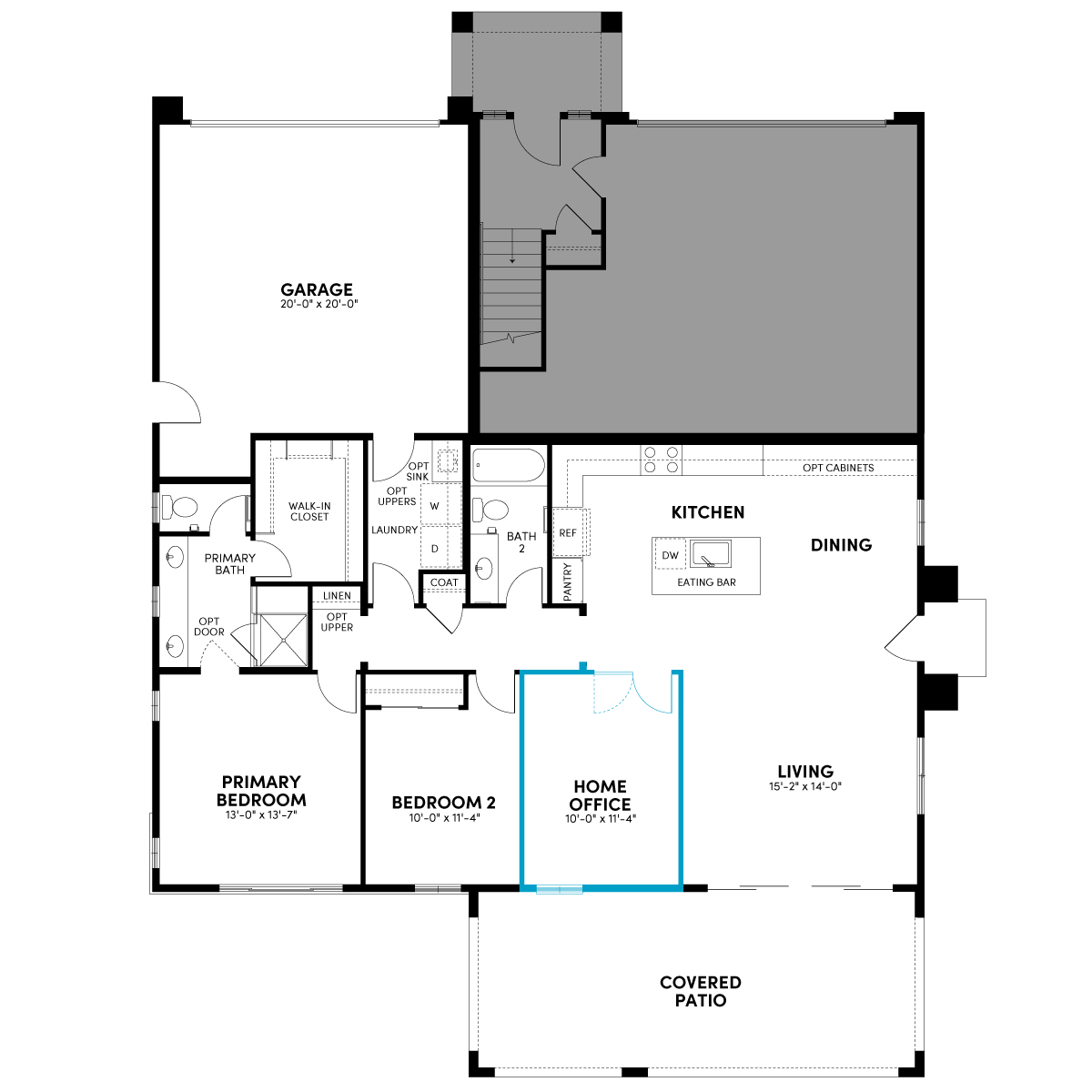 Lakeside - Plan 1 - First Floor - Optional Home Office | OneLake