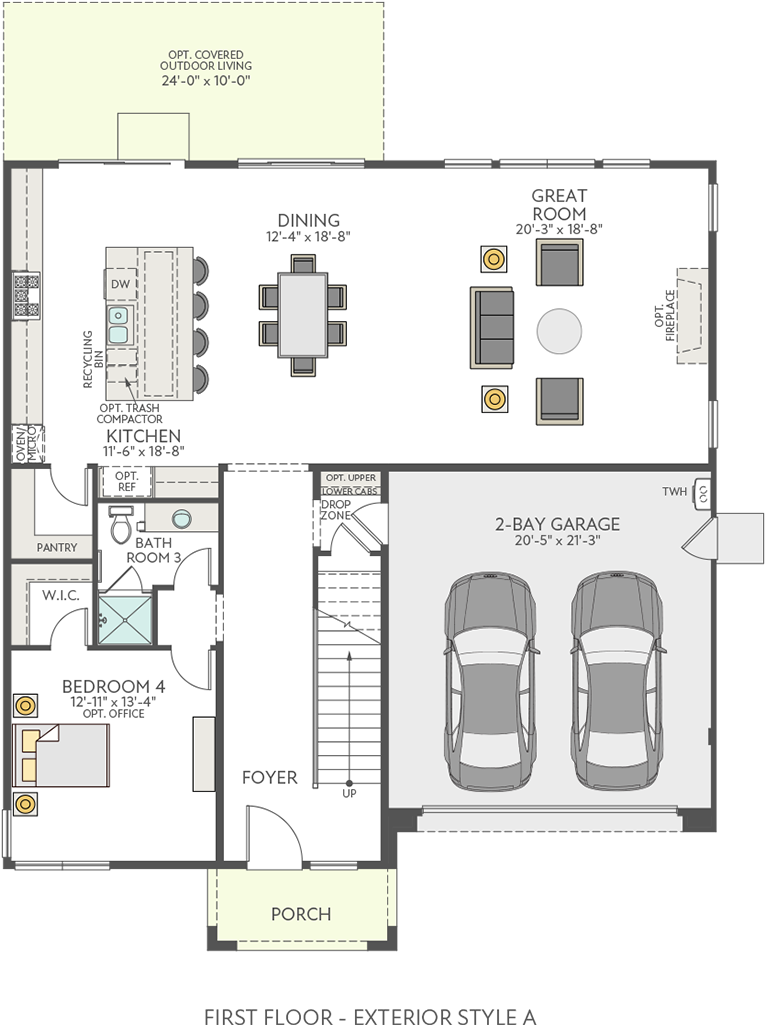 Plan One First Floor | Glisten at One Lake